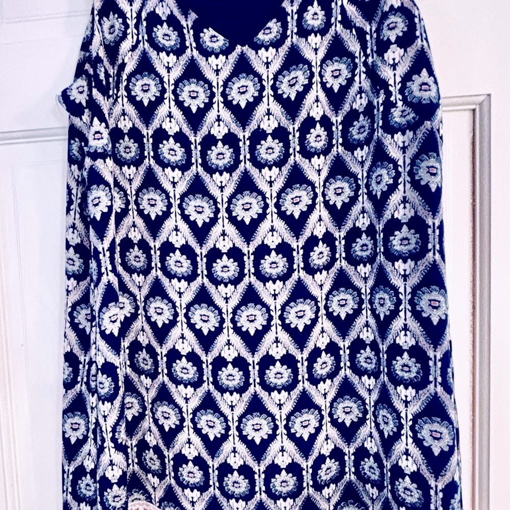 Pink Republic Blue and White Graphic Sleeveless Dress